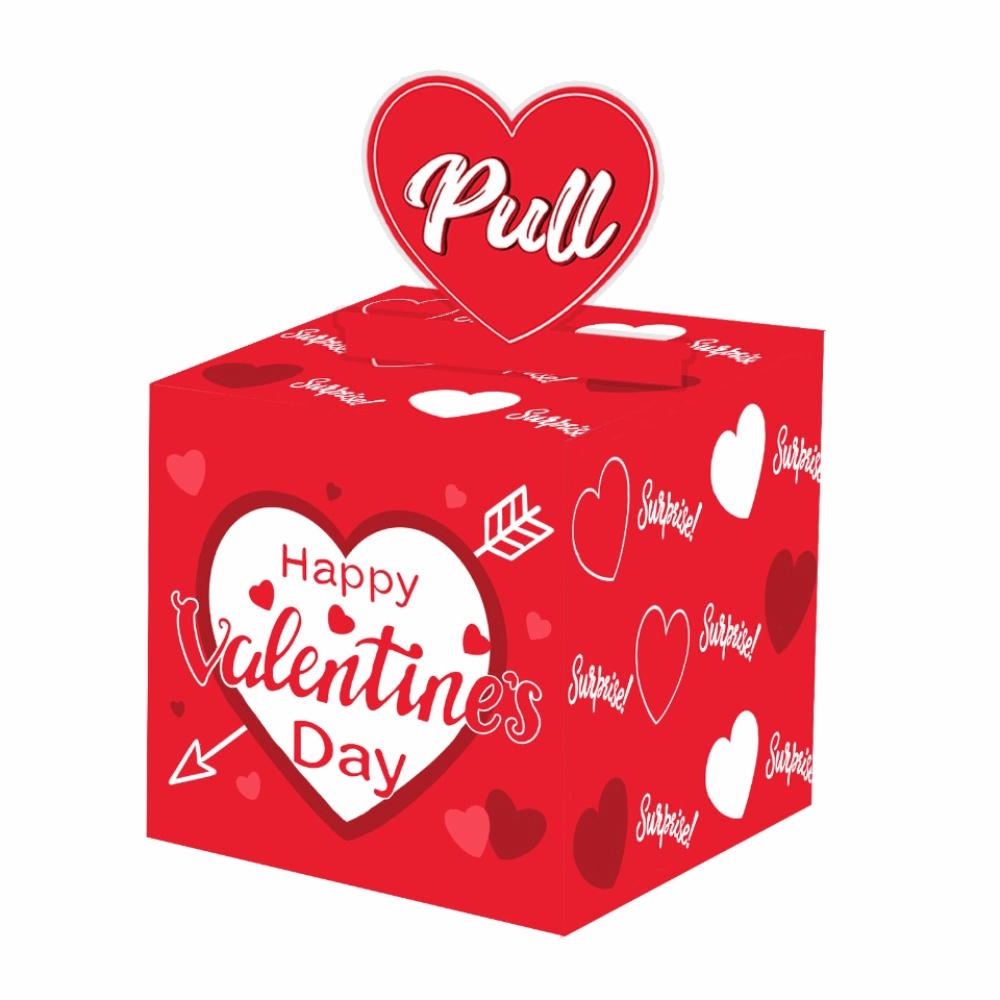 Surprise Valentine's Day Cash Pull Box Love Heart Paper Birthday Money Box Roll-up Banknote Funny Pumping Money Box