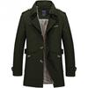 Men's Spring and Autumn Casual Jacket Trench Coat Medium Length Thin Cotton Wash Jacket Men's Clothing