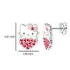 Серьги-гвоздики SANRIO Hello Kitty и Heart, официально покрытые эмалью и серебряным покрытием с розовыми кристаллами, лицензированные для женщин, кристаллы, латунь,