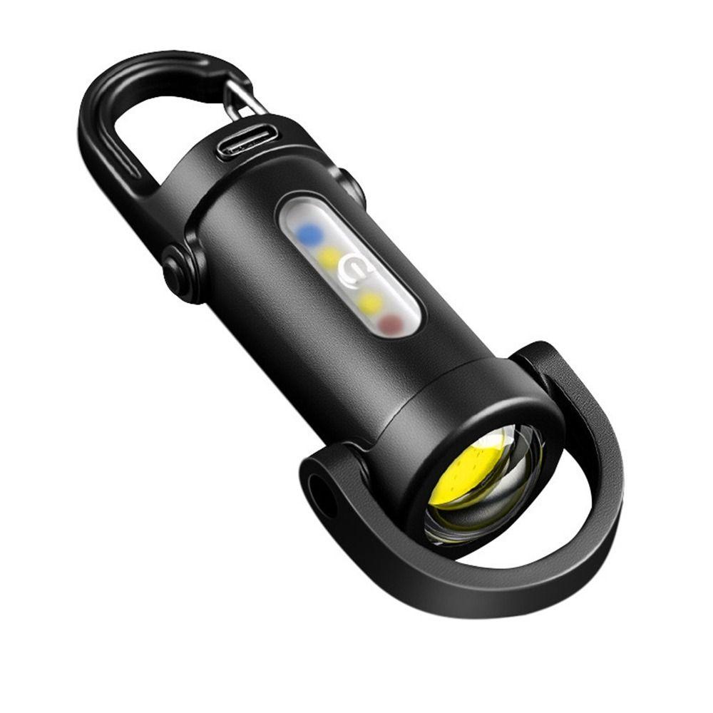 Мини светодиодный COB фонарик, USB-зарядка, брелок-фонарь, портативный карманный, для улицы, кемпинга, работы, с красным и синим светом