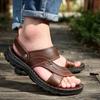 Fashion 2025 Men's Summer New Leather Sandals Men's Casual Beach Non-slip Comfort Slippers Two Sandals Leather Men Sandal Shoes