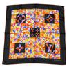 Used Scarf Silk Black Orange Monogram