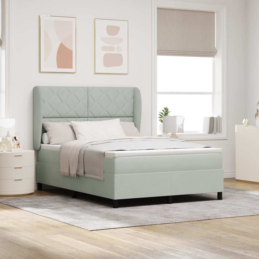 Boxspring Bed with Headboard Light Grey 200 x 160 cm Velvet