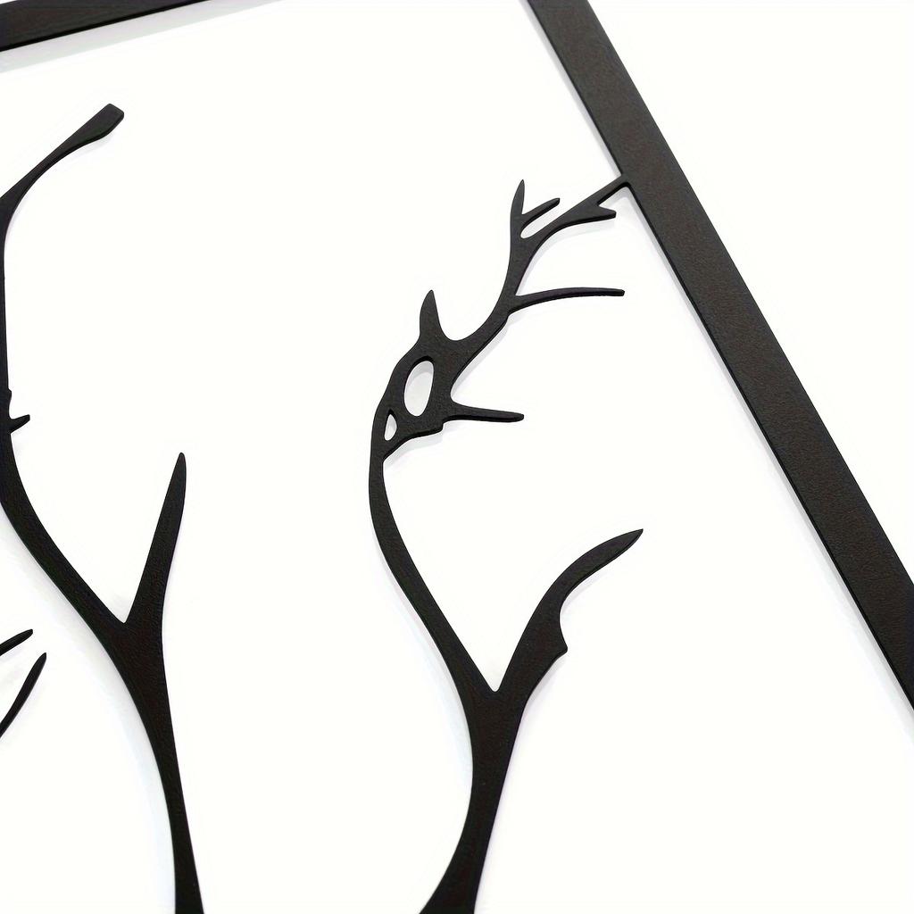 Набор из 4 шт. Настенное искусство «Птица на ветке», Большой черный металлический декор для помещений и улицы, Праздничный подарок на Хэллоуин, Рождество, Новый год