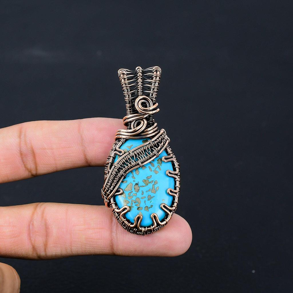 Ювелирные изделия ручной работы с подвеской из чистой медной проволоки из бирюзового камня для нее