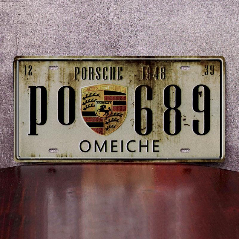 ABJY1 American Retro Tin License Plate Decorate Painting industrial wind bars home creative personality wall ornaments For Porsche 911