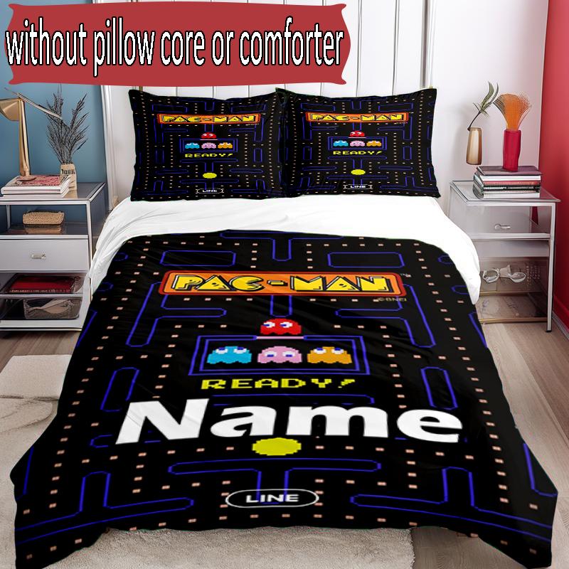3pcs Duvet Cover Set (1*Duvet Cover + 2*Pillowcase, Without Core), Custom Name PAC Pattern Bedding Set, Home Bedroom Decor Gift