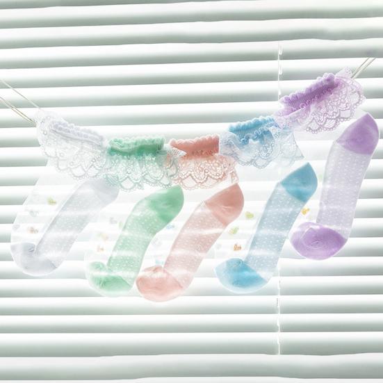5 Pairs Baby Socks Super Soft Wear Resistant Cotton Infant Lace Socks Turn Cuff Ruffle Princess Socks