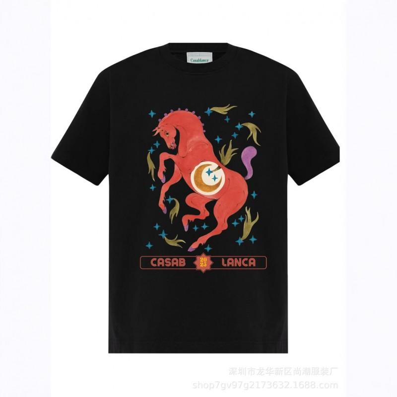 Casablanca Graphic T-Shirt Teen Boys Short Sleeve Loose Fit Cotton 2025