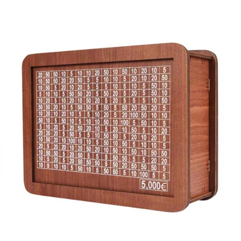 Копилка для денег 500/1000/2000/3000/5000/10000 евро, деревянная копилка для денег, многоразовая копилка с копилками для целей и чисел