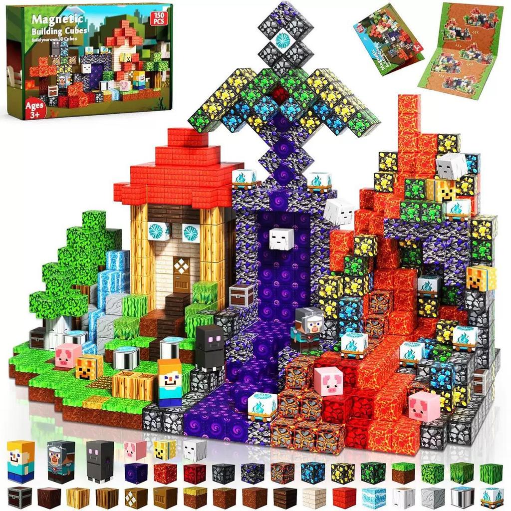 Межграничный MC My Block World Магнитный конструктор: Детские развивающие игрушки с магнитными частицами - Тема: Первобытный лес