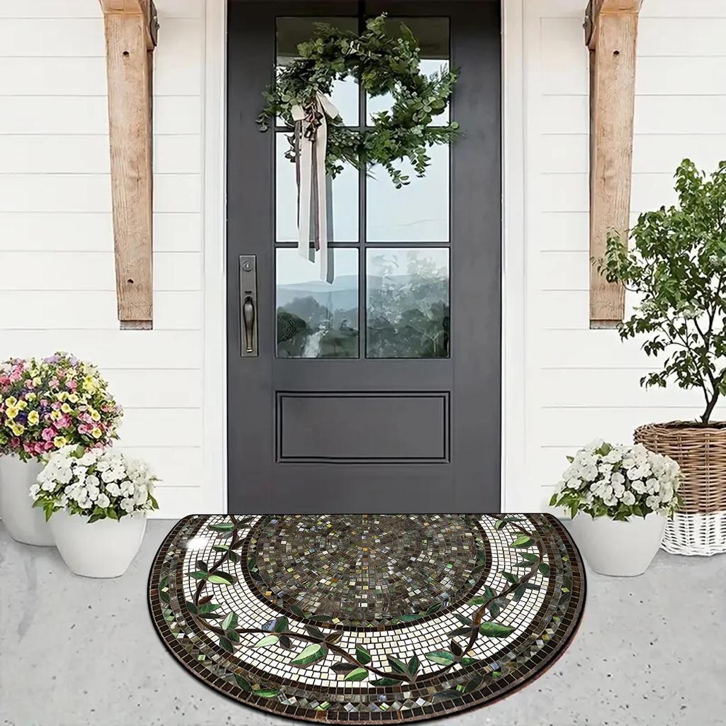 Входной коврик Весенние садовые украшения Уличный ковер Коврик для прихожей Полукруглый коврик Цветные цветочные напольные коврики