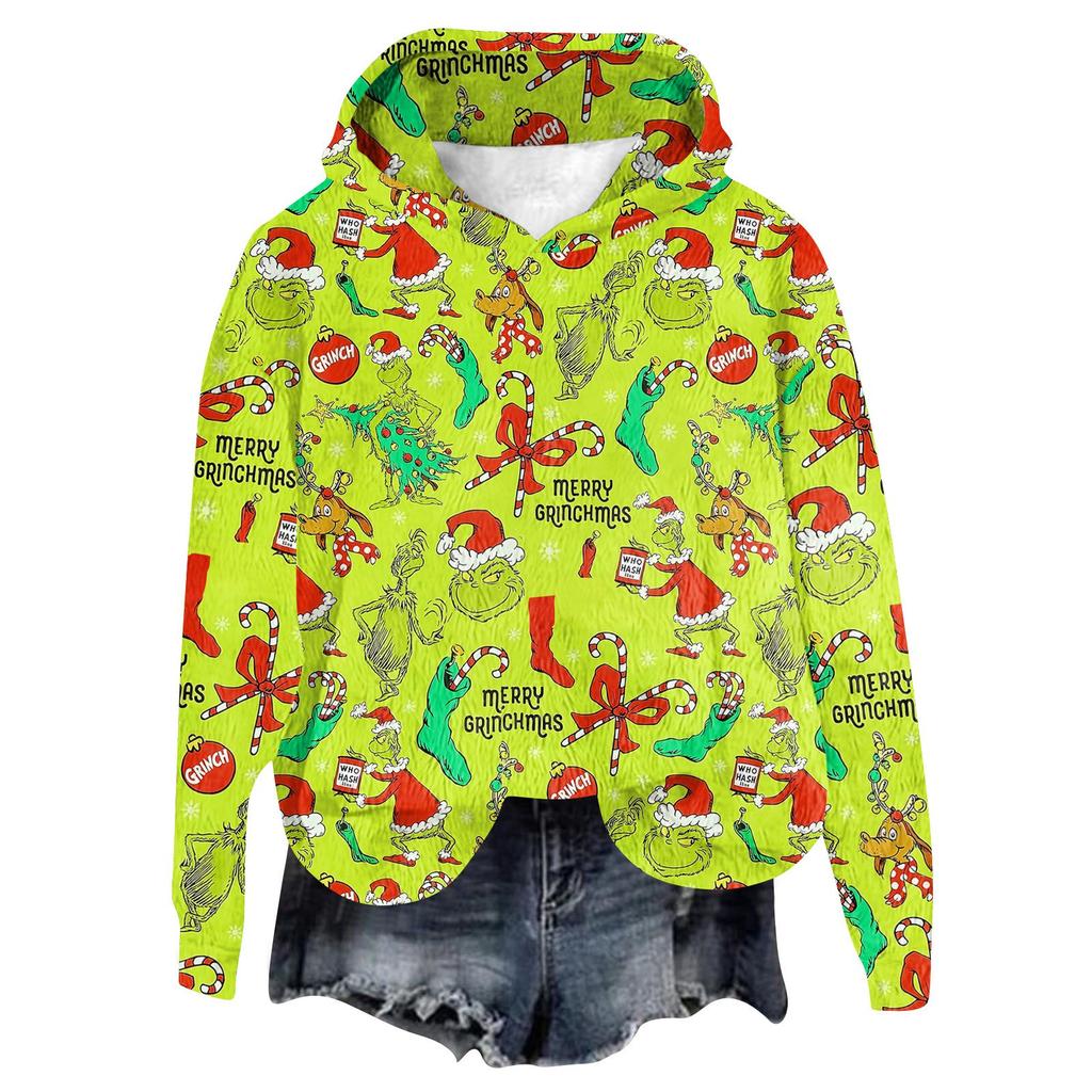 Женская фланелевая толстовка с капюшоном и длинными рукавами с рождественским принтом