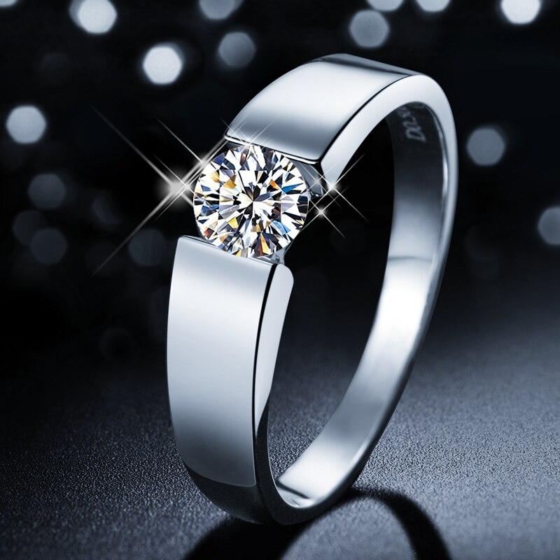 100 %Fine Tibetan Silver Rings Round Solitaire Cz Zircon Wedding Band Fashion Jewelry For Women And Men