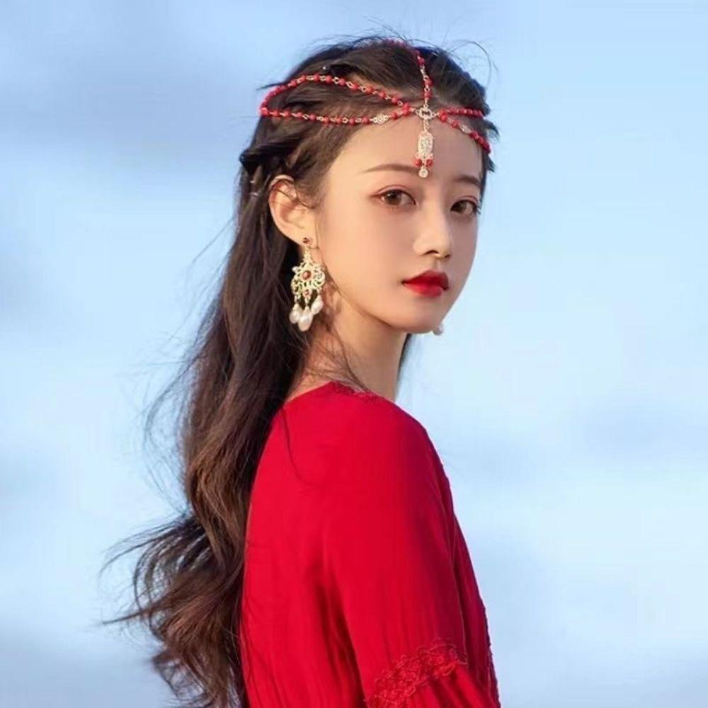 Прическа в стиле бохо Национальный стиль Цепочка на лоб Цепочка с бахромой Модные украшения Подвеска с кисточкой