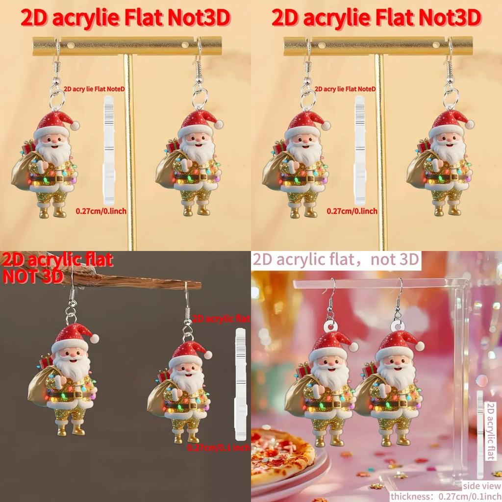 Рождественские акриловые украшения Санта с мультяшным узором для мужчин и женщин