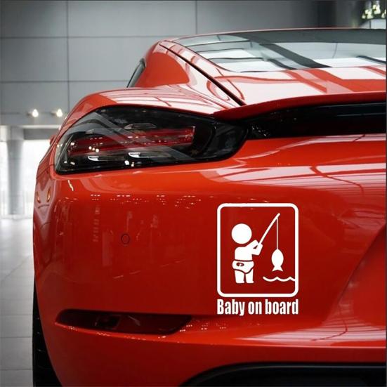 Забавный ребенок для рыбалки на борту автомобиля, светоотражающие наклейки, украшения