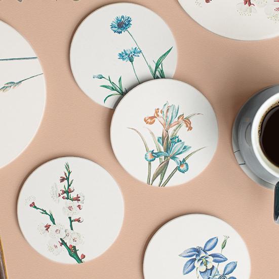 Стильная подставка для чашек с цветочным принтом, элегантный дизайн, теплоизоляция, водопоглощающий обеденный стол, круглый универсальный коврик для столовых приборов