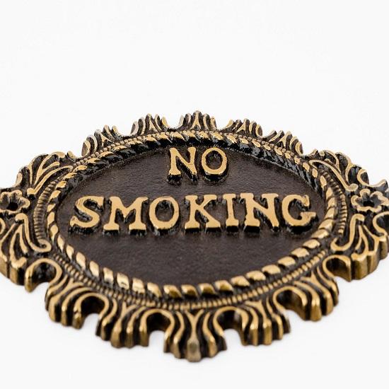 Luxury Handcrafted No Smoking Sign Plate Solid Brass Engraved Plaque Elegant Home Office Decor