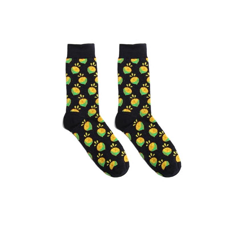 Men Socks Cartoon Lemon Cherry Pineapple Avocado Fruits Colorful Harajuku Male Hip Hop Cotton Socks