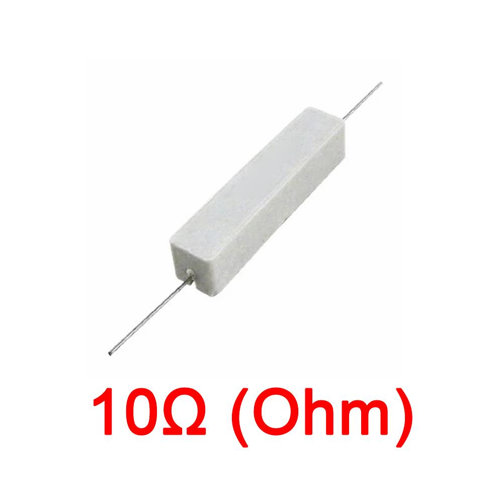 10PCS Wirewound Ceramic Cement Power Resistor Fixed Horizontal 20W Watt 0.1ohm - 100Kohm Vertical Axial Lead Resistance 5% 0.1/0.22/0.47/100/1K R Ohm