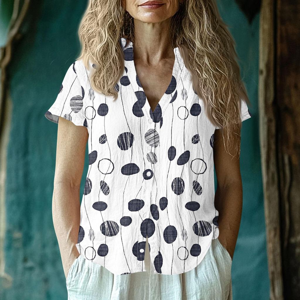 Женская повседневная футболка с коротким рукавом и V-образным вырезом, футболка с принтом