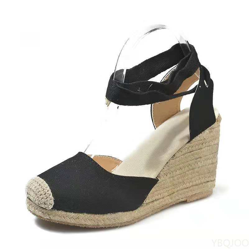 Fashion Espadrille Ankle Strap Women Sandals Comfortable Slippers Ladies Womens Casual Shoes Breathable Flax Hemp Canvas