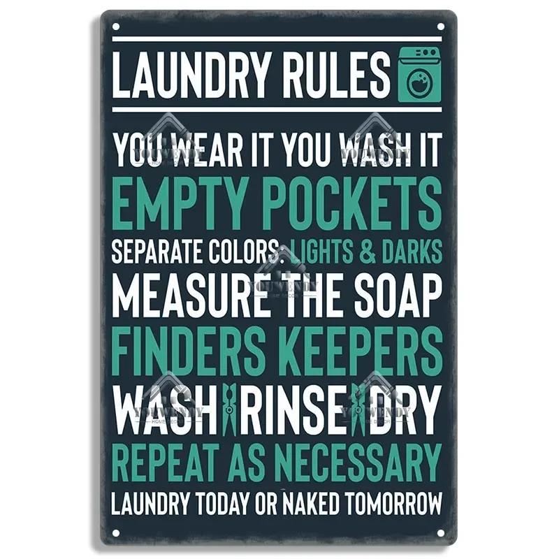 Laundry Sign Vintage Tin Sign, Metal Plaque, Retro Metal Sign, Wall Decor for Laundry Room