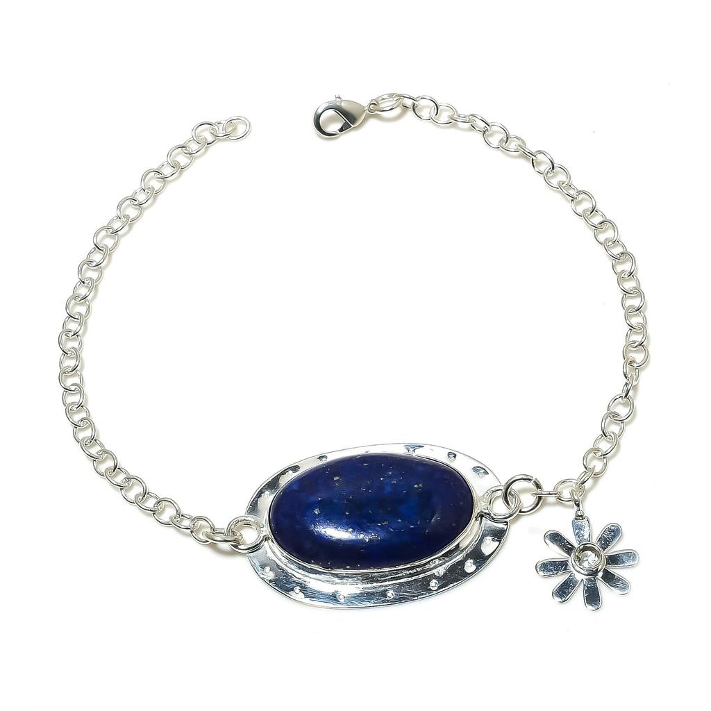 Красивый браслет из драгоценных камней лазурита ручной работы из серебра 925 пробы, браслет с белым топазом для жены, браслет унисекс, пасхальный подарок