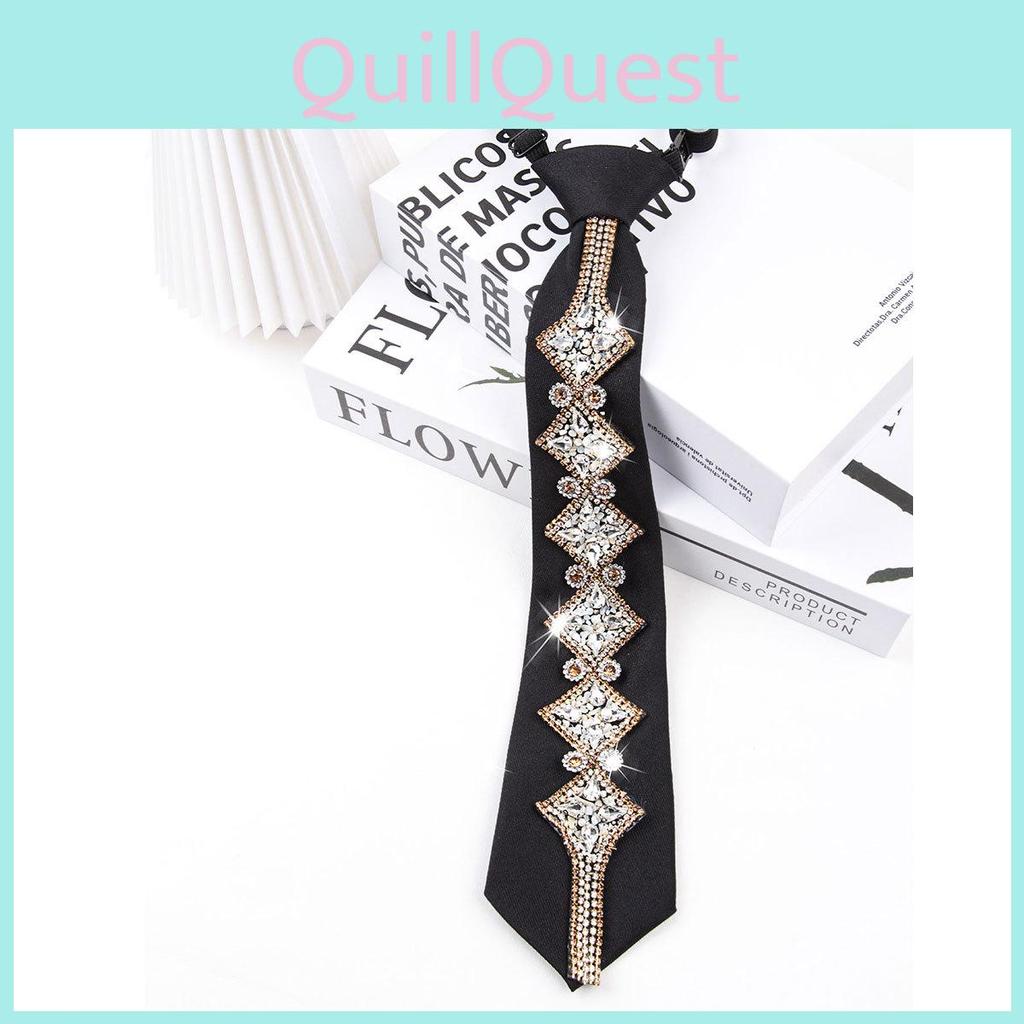 Polyester Designer Ladies Tie With Sparkling Rhinestones For Formal And Casual Outfits