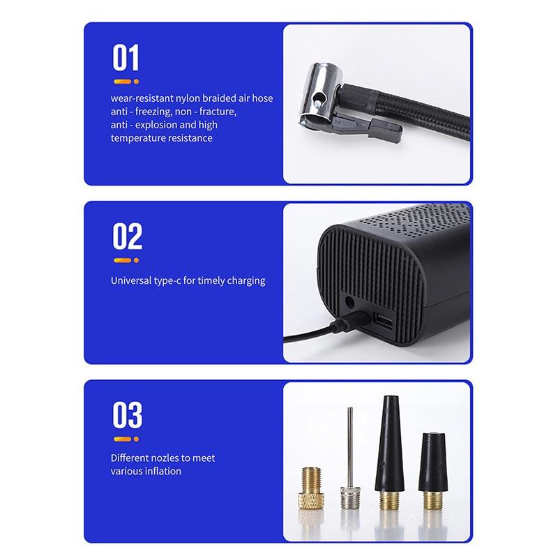 Многофункциональный электрический воздушный насос Портативный автомобильный воздушный компрессор Накачиватель шин