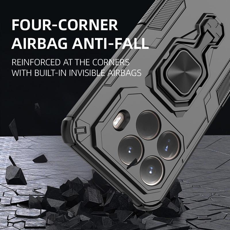 KEYSION Противоударный бронированный чехол для Xiaomi 15T Pro Силикон+ПК Вертикальная металлическая подставка-кольцо для телефона для Xiaomi 15T 15T Pro 5G