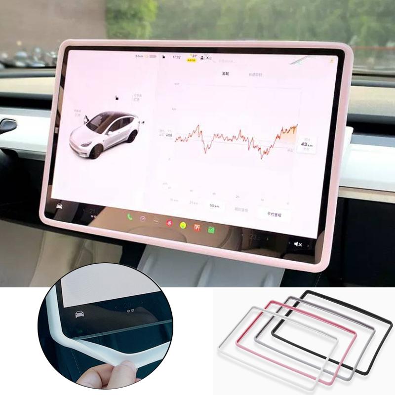For Tesla Model 3 Y 2020-2025 Silicone Screen Frame Display Edge Protector Central Control Protective Cover Car Accessores