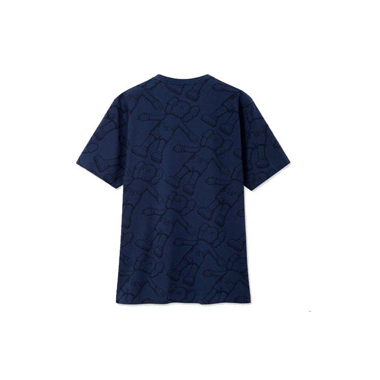 Uniqlo Унисекс футболка с коротким рукавом и принтом-тотемом, коллаборация X Kaws, темно-синяя UQ414334000