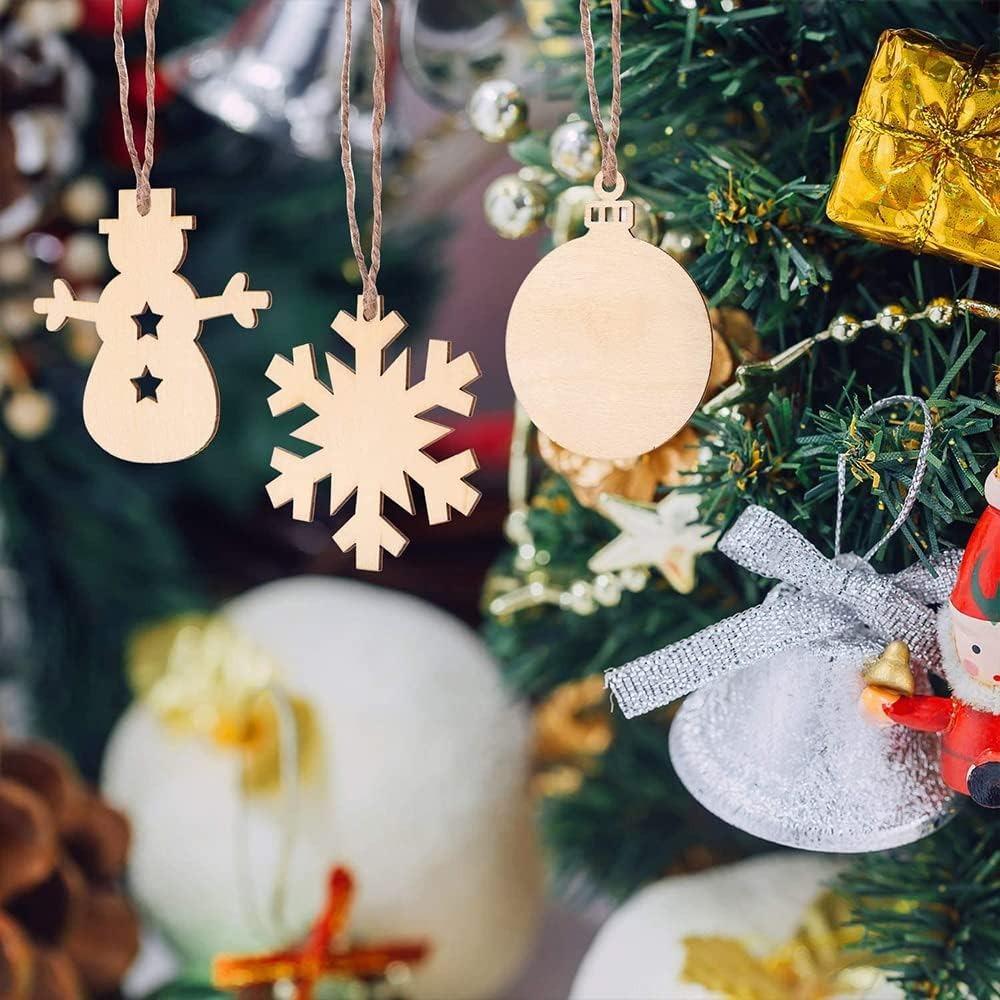20 шт. Рождественские деревянные безделушки, круглые деревянные ломтики, деревянные диски, подвесные украшения, безделушки для поделок, украшения для рождественской елки