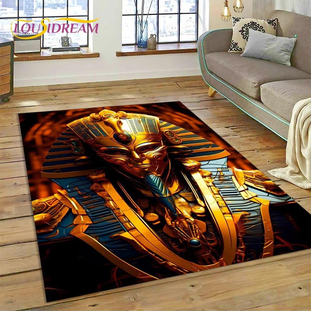 3D Anubis Pharaoh Horus Egyptian Mythology Gods Carpet Rug for Home Living Room Bedroom Sofa Doormat Decor,Area Rug Non-slip Mat