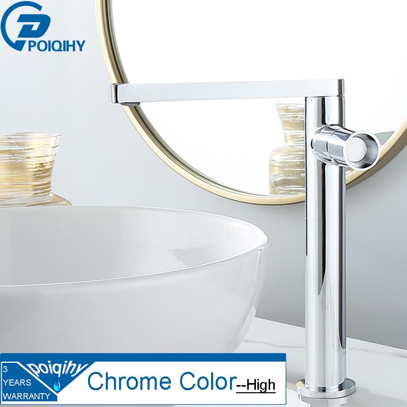 POIQIHY смеситель для раковины, золотой смеситель для раковины, однорычажный смеситель для раковины, кран для горячей и холодной воды, латунный кран для раковины