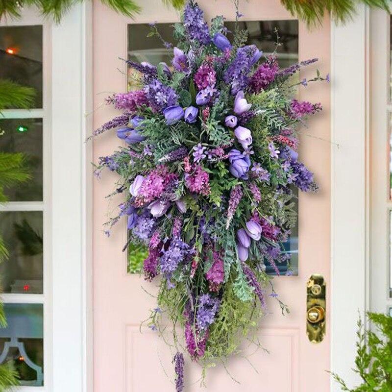 Artificial Spring Wreath Decor Wreath Home Decoration Spring Wreath Flower Wreath Floral Spring Artificial Wreaths