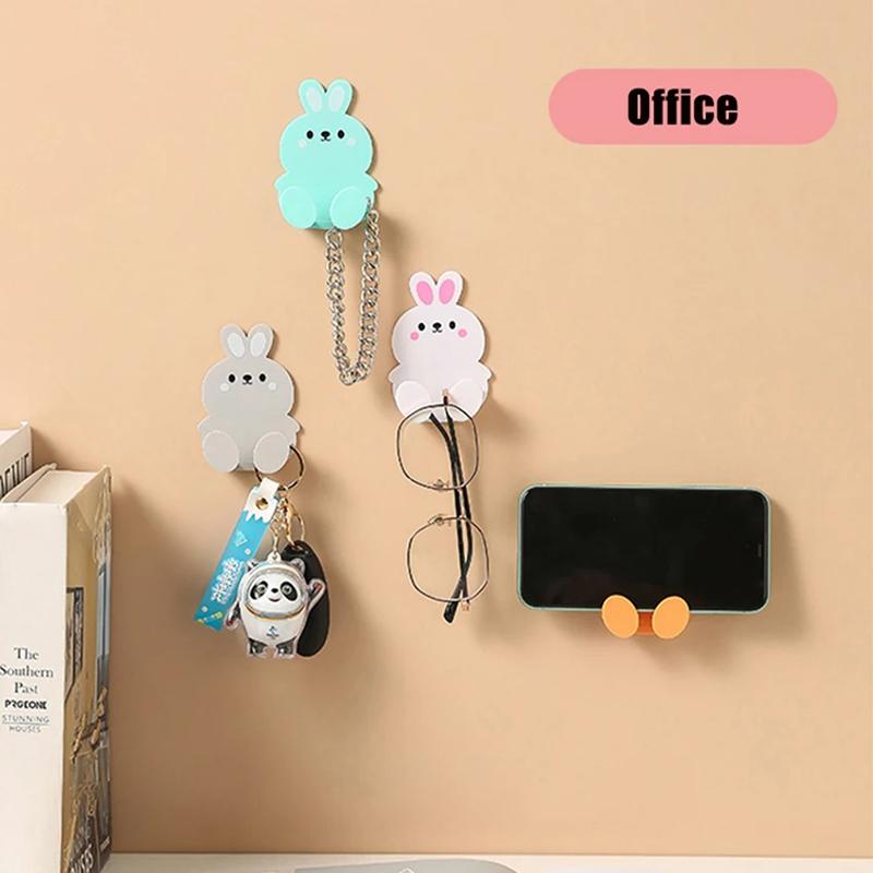 Cute Rabbit Plug Key Hook Kitchen Wall Hole Free Hook Soggiorno Phone Charging Rack Gancio Decorativo Multifunzionale