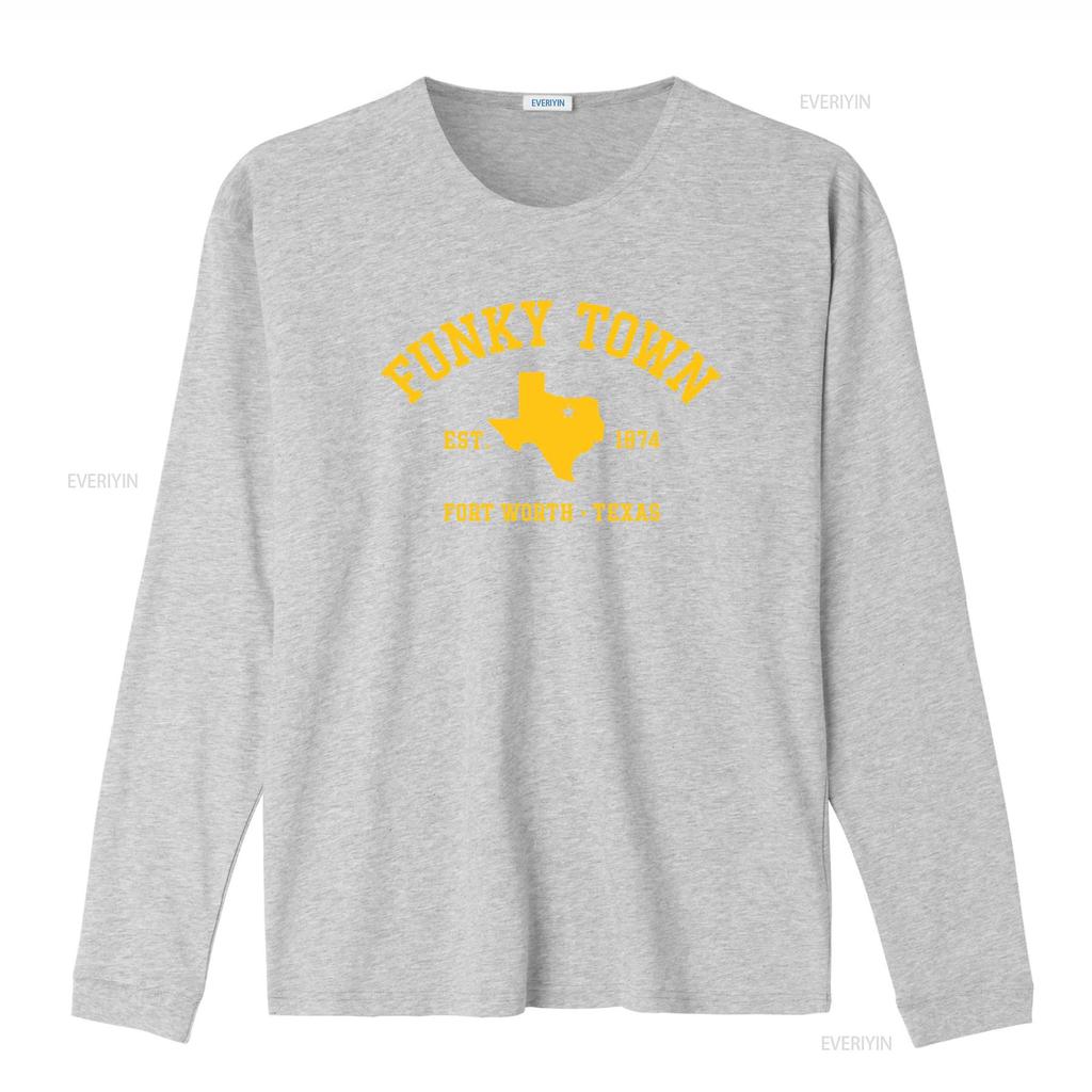 FUNKY TOWN Fort Worth TX Athletic Design T Shirt vintage Washed graphic Top For Everyday Wear fashion Comfortable Soft Stylish