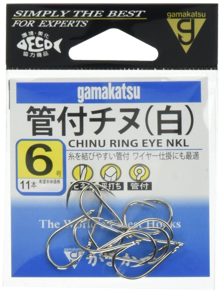 Gamakatsu Black Porgy Hook with Ring, White, Size 6