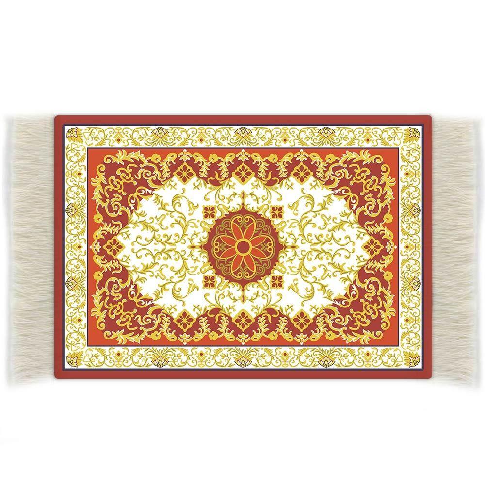 1/12 Dollhouse Carpet Multicolor Miniature Weaving Rug Gift Floral Pattern Cup Mat