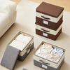 Cotton Linen Storage Bin Fabric Storage Box Drawer Organizer for Clothes Toys Books Beige Large