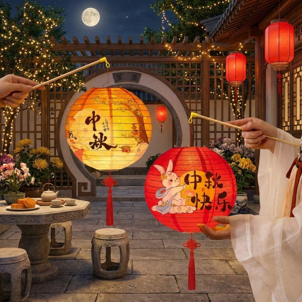 Luminous Mid-Autumn Paper Lanterns Folding DIY Handheld Lanterns Kindergarten Use