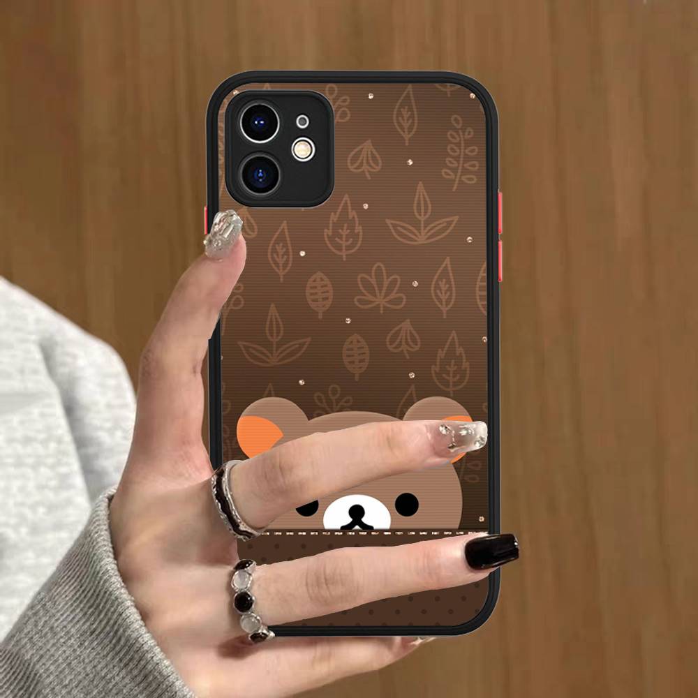 Рилаккума Аниме Милый Мультяшный Для IPhone 11 12 13 14 15 16 Pro Max Plus X XS MAX Ударопрочный Матовый Задний Чехол