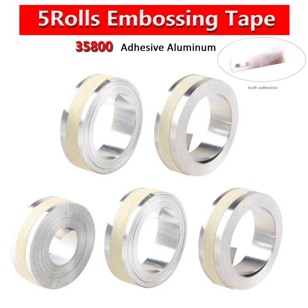 5 рулонов 31000 35800 32500, нержавеющая сталь/алюминиевая лента Dymo, 12 мм, лента для тиснения, неклейкая/клейкая, совместима с DYMO M1011