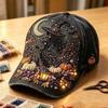 New Dark Pumpkin Big Brim Ghost 3D Printed Hat Vintage Gothic Halloween Baseball Cap