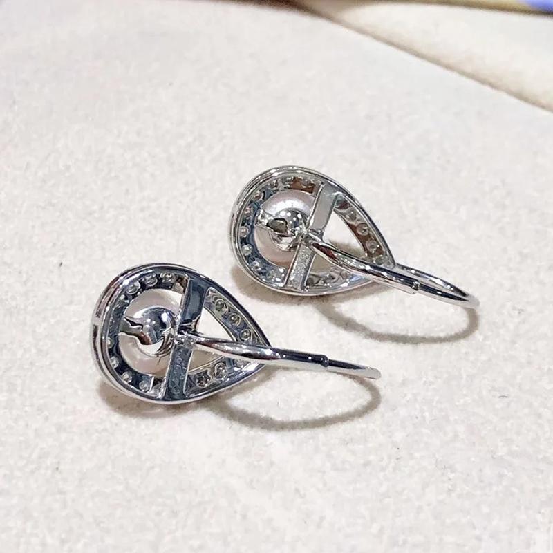 Серьги-кольца Huitan Waterdrop с круглым искусственным жемчугом, изысканные серьги для женщин, свадебные украшения с блестящими кубическими цирконами