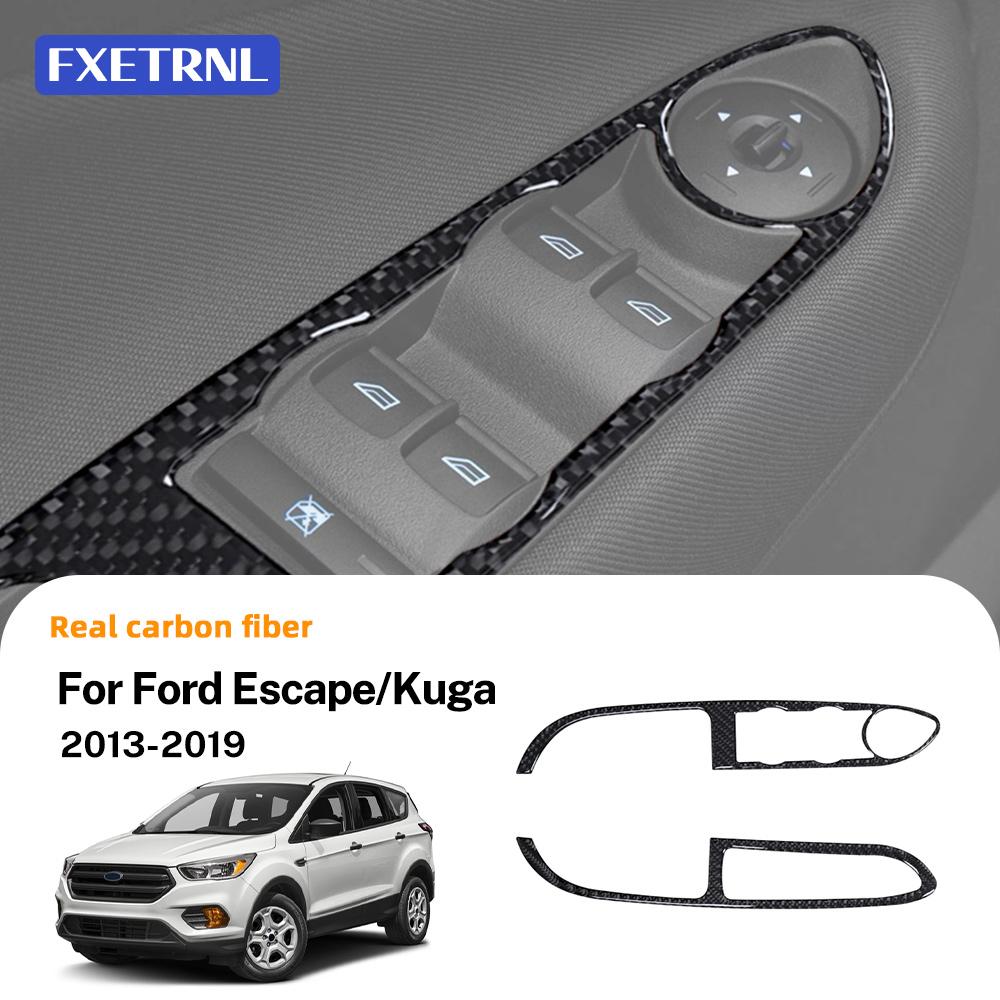 Для Ford Escape KUGA 2013 2014 2015 2016 2017 2018 2019 Автомобильная Мягкая Наклейка из Углеродного Волокна Панель Отделки Кнопок Переключателей Окон Дверей