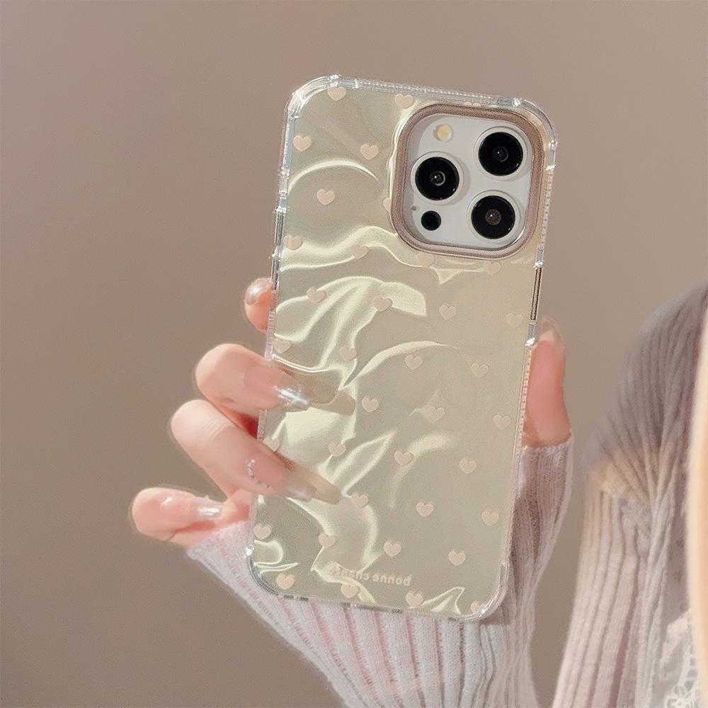 Простой Ins Любовь Подходит для IPhone15 Apple 16 Чехол для мобильного телефона 14pro Max Свежий 12 Жесткий 13 Волна воды
